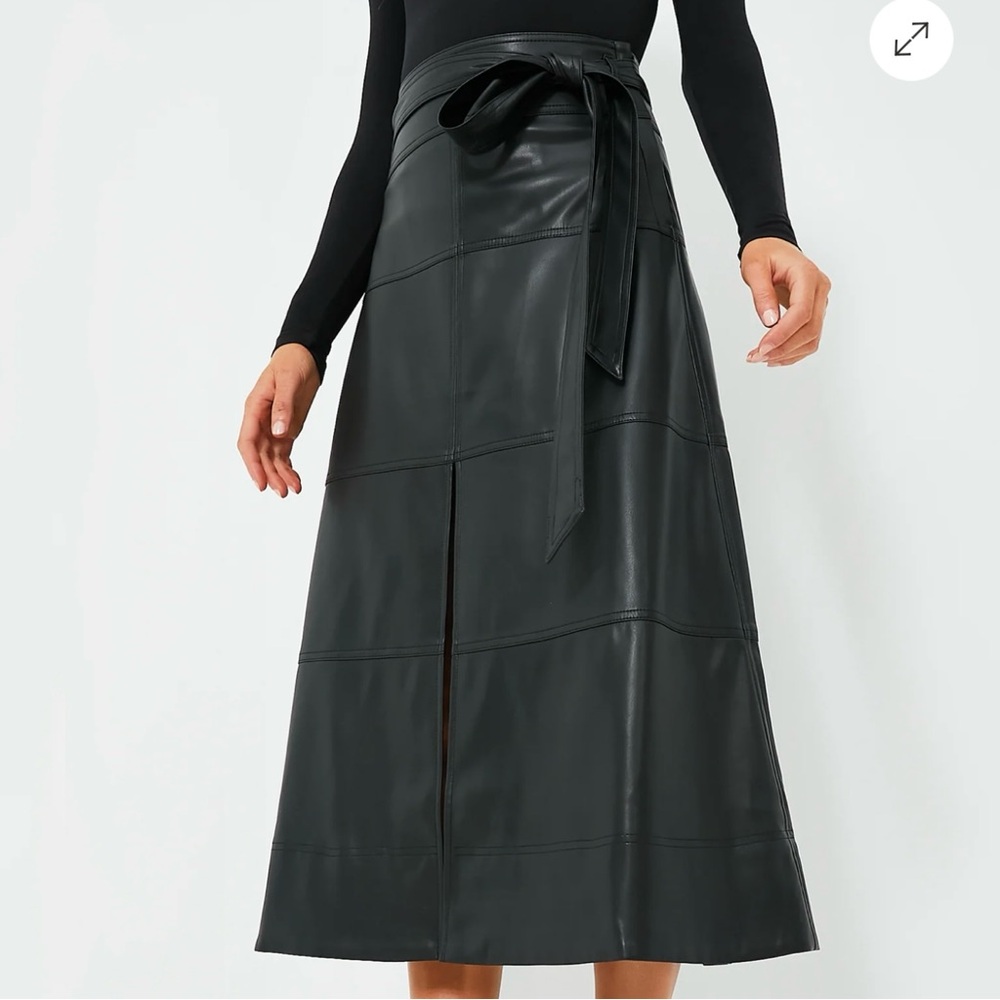 Tanya Taylor Hudson Skirt – Black Faux Leather | Size 10